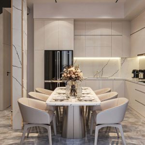 Tủ bếp gỗ công nghiệp phủ acrylic TBA69